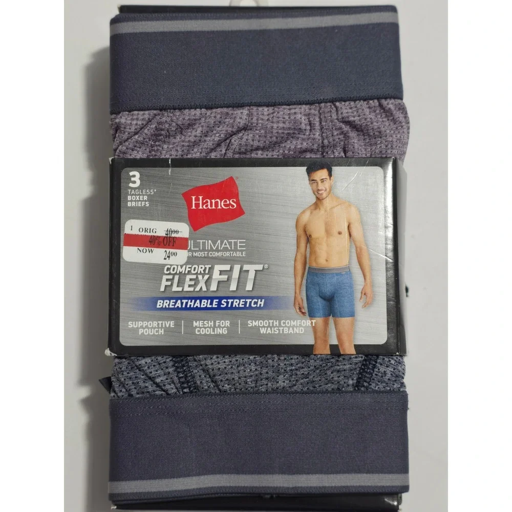Hanes Boxer Briefs Mens Small Comfort Flex Fit‎ Stretch Comfy Underwear 3-Pack